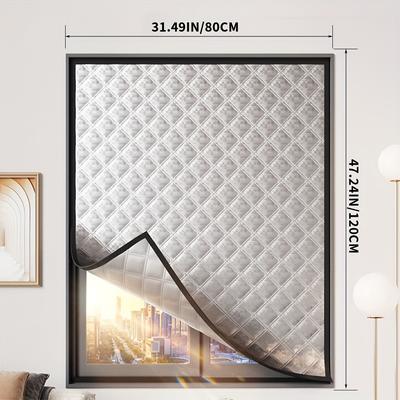 TEMU Windproof And Uv-resistant Home Insulation Film, -on No-drill Installation, Aluminum, For Image