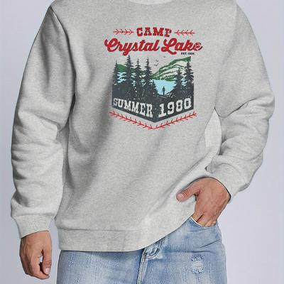 TEMU Lake Camping, Stylish Crewneck Pullover Sweatshirt For Men, Comfy Sweatshirt Top, Hip Hop Streetwear For Autumn Winter Image