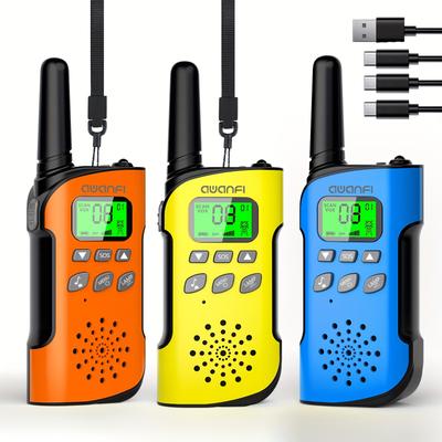 TEMU Walkie Talkies For Adults 3 Pack, Rechargeable Long Range Walkie Talkies With 1200mah Battery, 16 Channels, Vox For Outdoor Camping Hiking, Gift