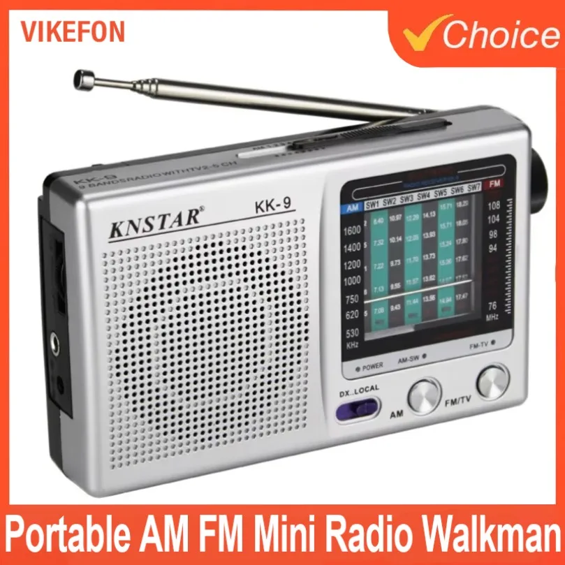 Digitales Radio, integrierter Lautsprecher, tragbares Mini-Radio SW/AM/FM, batteriebetriebene Teleskopantenne für den Notfall im Innen- und Außenbereich Image