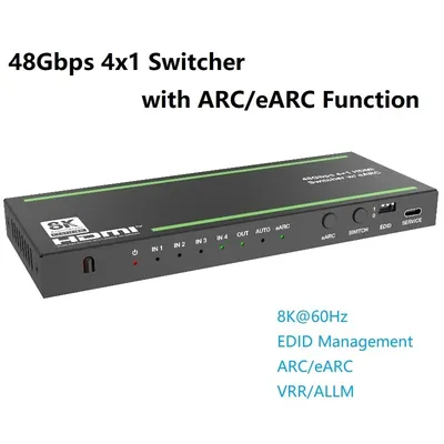 HDMI-kompatibler Schalter 8K@60Hz 4x1 eARC/ARC Audio Extractor SPDIF EDID Management 48Gbps 4K@120Hz Image