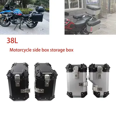 38L Motorrad Seite Box Motorrad Seite Sattel Taschen Gepäck Fall Satteltaschen Lagerung Stamm Schlüssel Lock Wasserdichte Aluminium Werkzeug Box