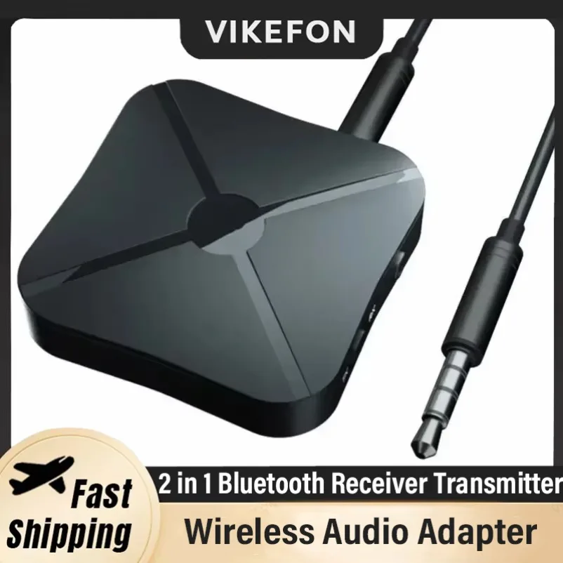 VIKEFON Car 2 in 1 KN319 Bluetooth Transmitter Receiver Stereo Audio Receiver Converter Wireless Adapter With RCA 3.5MM AUX Image