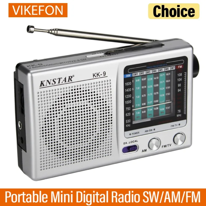 Digitales Radio, integrierter Lautsprecher, tragbares Mini-Radio SW/AM/FM, batteriebetriebene Teleskopantenne für den Notfall im Innen- und Außenbereich Image