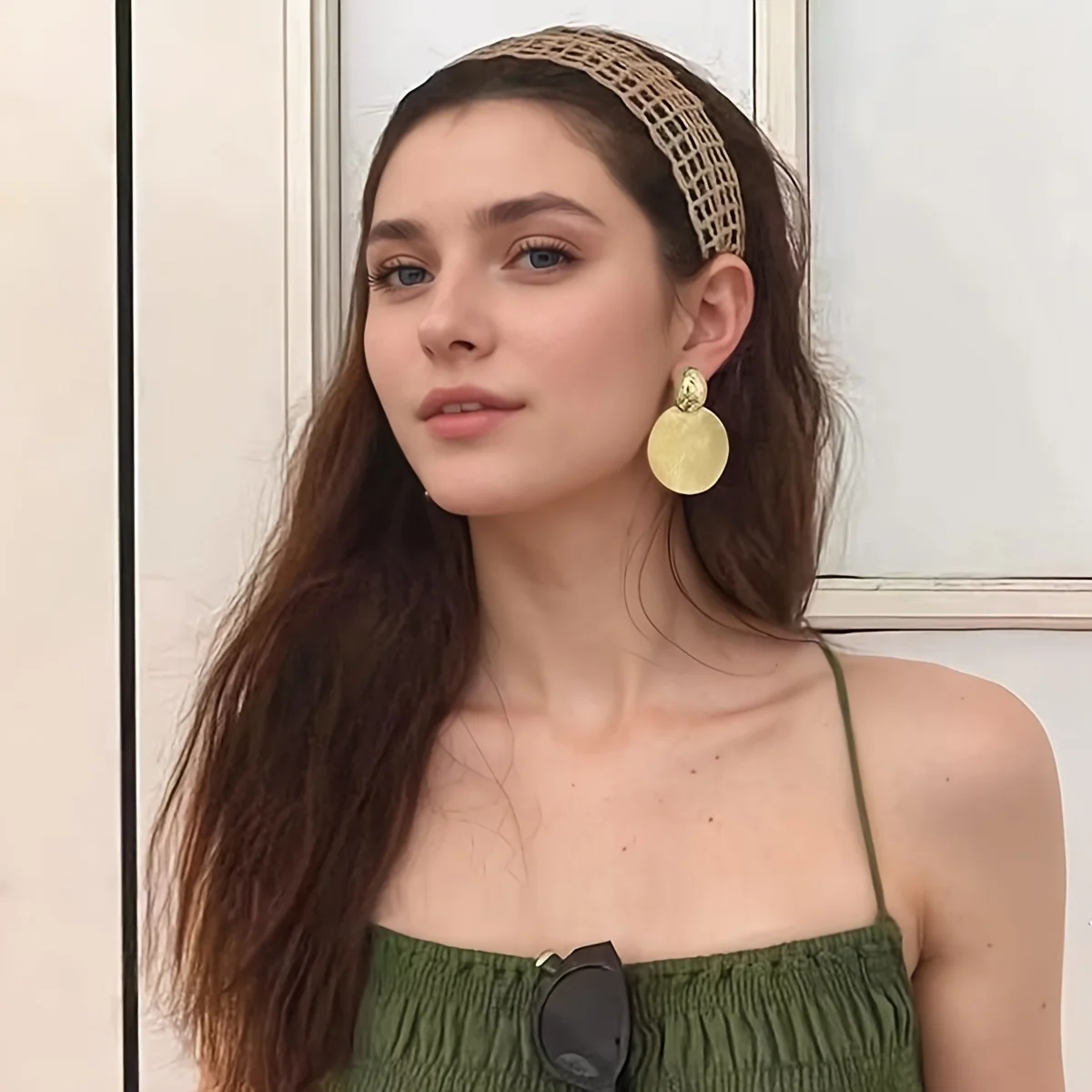 3-teiliges Damenmodell, Bohemian-Stirnband aus hohler Baumwolle und Leinen, geeignet für den Strandurlaub Image