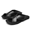 Originalität Design Leder Hausschuhe Rindsleder Open-Toe Sandale Mann flache Rutschen Strand Sommerschuhe hochwertige große Größe 38-47 männlich