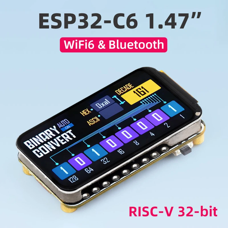 Waveshare ESP32-C6 1,47-Zoll-Display RISC-V-Entwicklungsboard WiFi 6 & BT ESP32 1,47-Zoll-Bildschirm 172 × 320 LCD für AIoT GUI LVGL HMI Image