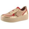 Plateausneaker GABOR, Damen, Gr. 36, beige, goldfarben kombiniert, Ziegenveloursleder, Nappaleder, sportlich, Schuhe, Freizeitschuh, Halbschuh, Schnürschuh mit Best Fitting-Ausstattung