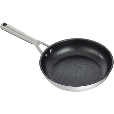 Bratpfanne NINJA "Ninja ZEROSTICK Edelstahl-Pfanne C600DE", silber (silberfarben), H:9,1cm L:47,0cm Ø:26cm, Pfannen, Edelstahl mit Aluminiumbeschichtung für Braten bei hohen Temperaturen Image
