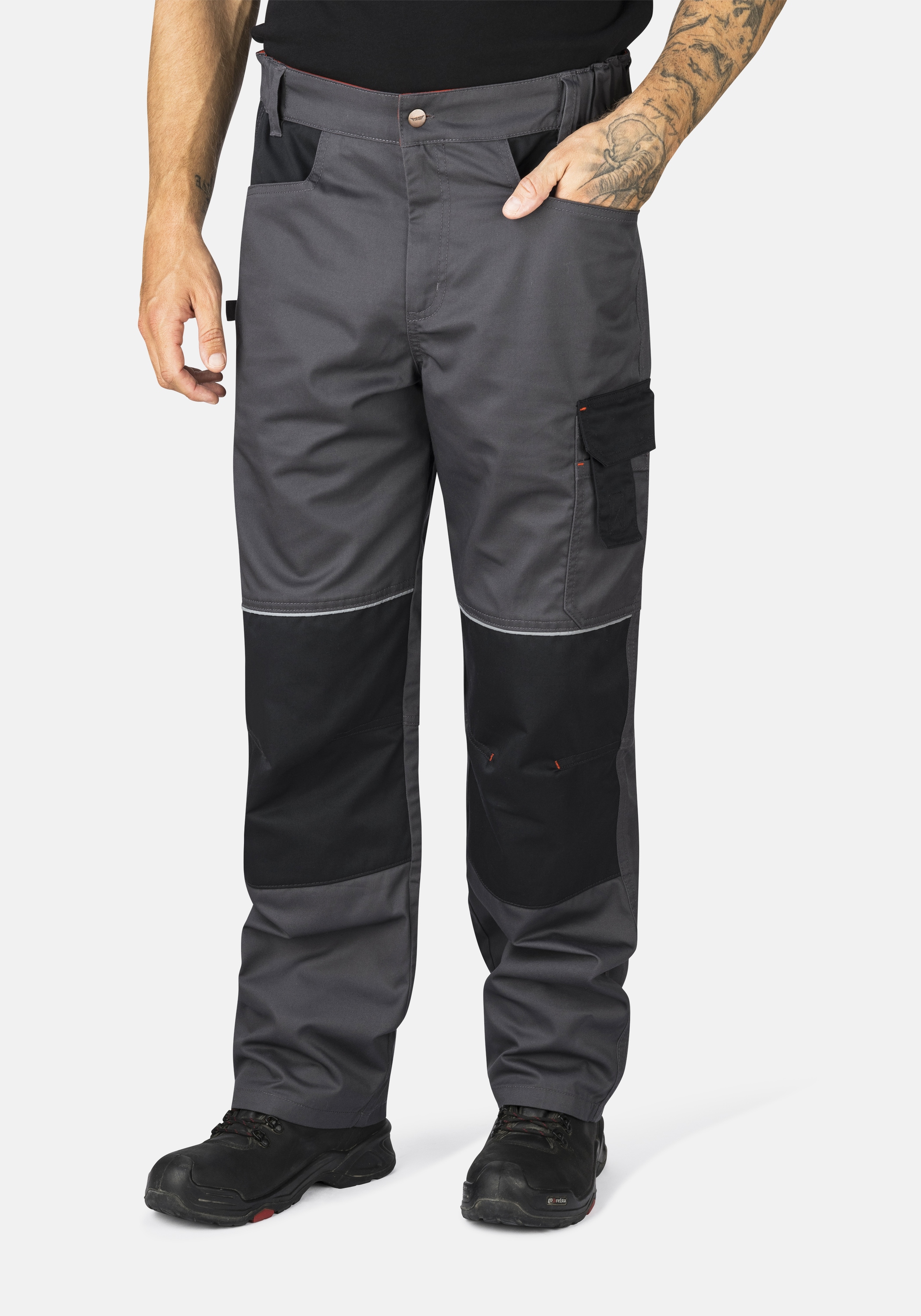 Arbeitshose HERO BY JOHN MEDOOX "GLENN Basic Workwear Arbeits-Cargohose", Herren, Gr. 54, Länge 32, grau (anthra, schwarz), Sweatware, 65% Polyester, 35% Baumwolle, gerade lang, Hosen Arbeitshose, Arbeits-Cargohose Funktionsqualitätfür Herren