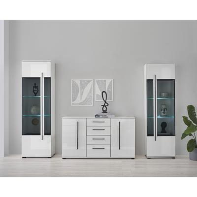 Wohnwand INOSIGN "Cantara, moderne Anbauwand, Wohnzimmer-Set, in Eiche Evoke oder Weiß", weiß, B:290cm H:270cm T:42cm, Holzwerkstoff, Kastenmöbel-Sets, enthält zwei Vitrinen und ein Sideboard Image