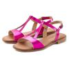 Sandale LASCANA "Sommerschuh", Damen, Gr. 37, pink, Obermaterial: 100% Rindsleder. Decksohle: 100% Textilmaterial. Laufsohle: 100% Synthetik, unifarben, metallic, feminin, Schuhe, aus Leder im Metallic-Look, Sandalette, Sommerschuh