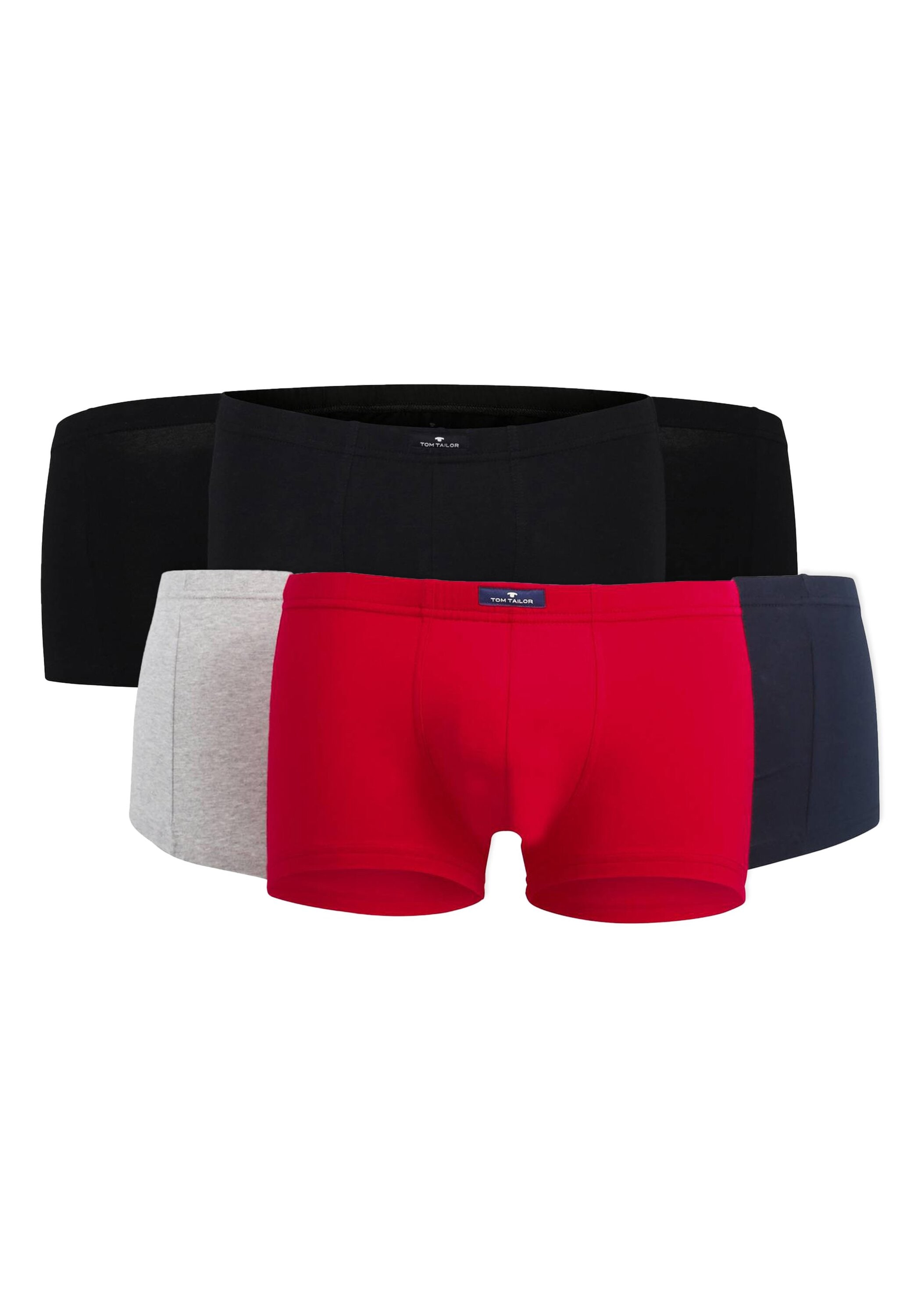 Boxershorts TOM TAILOR "Boxershort 6er Pack", Herren, Gr. XL, bunt (schwarz, marine, rot, grau), Obermaterial: 95% Baumwolle CO. 5% Elasthan EL., Unterhosen
