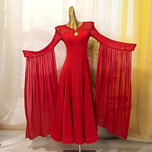 Ballsaal-Wettbewerbskleider für Frauen, Performance, langärmeliges modernes Kleid, Party, Walzer, Tanzkostüme Image