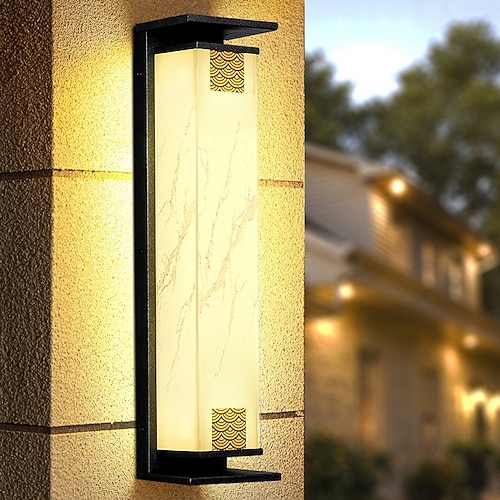 LED-Außenwandleuchte warmweiß 75 cm IP65 moderne Wandleuchten Wandbeleuchtung Terrassenleuchte schwarze rechteckige Lichter Marmor-Wandlampe für Hof, Veranda, Garage Image