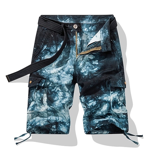 Herren Cargo-Shorts Outdoor Shorts Camping-Shorts Shorts Freizeitshorts Mehrere Taschen Gerader Schnitt Batik Tarnung Feuchtigkeitsableitend tragbar Knielang Outdoor Lässig Täglich Mode Klassicher Image