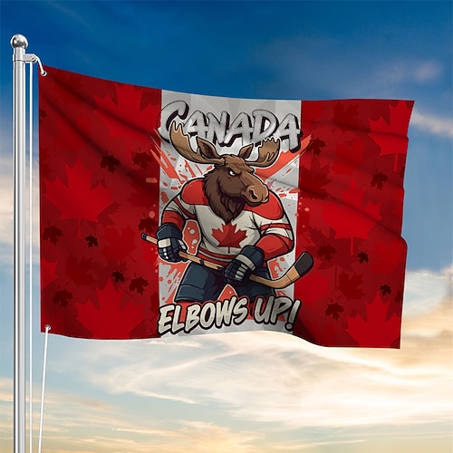Kanada-Tag im Freien drinnen mit Ösen patriotische Flagge o Kanada Haus Hof Garten Dekorationen Urlaub Banner Zeichen Ellbogen hoch Kanada