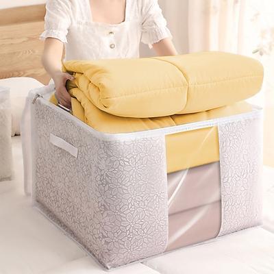Aufbewahrungstasche mit großem Fassungsvermögen für Kleidung und Bettwäsche, wasserdichte Umzugstaschen mit Reißverschlussgriffen, faltbare Decken-Organizer-Tasche für Steppdecken, Bettdecken, Image