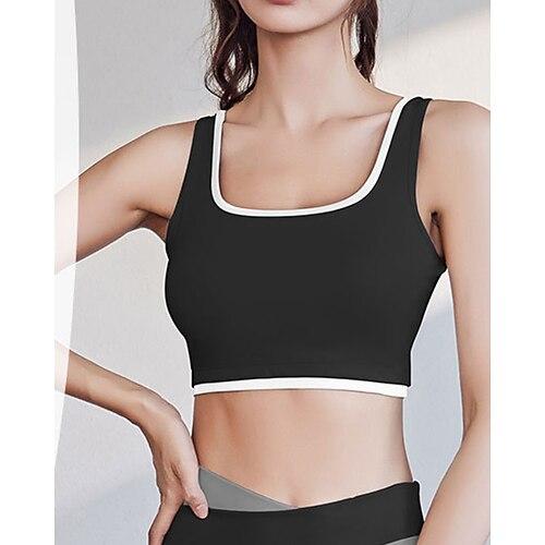 Damen BH-Oberteil Quadrathals BH-Top Bequem Atmungsaktiv Farbblock Sport Sportkleidung Schwarz Weiß Yoga Fitness Leger
