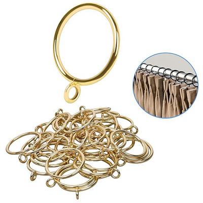 48er-Pack Gardinenringe mit Ösen, Metall-Gardinenringe für Faltenvorhänge, Gardinenringe passen auf Gardinenstangen mit einem Durchmesser von bis zu 3 cm, 3,8 cm Durchmesser, Silber Image