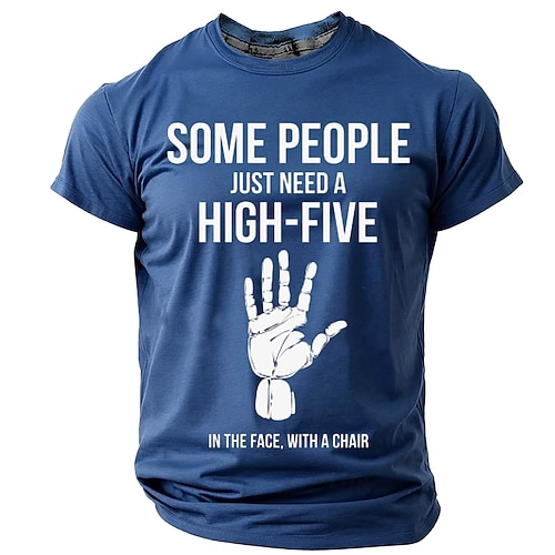 Herren Kurzarm Grafik Tee - Sarkastisches 'High-Five ins Gesicht mit einem Stuhl' Humor Design Image