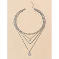 Mehrlagige Halskette mit Anhänger aus Gold und Silber mit Sonnen- und Münzanhängern, trendiger Bohème-Schmuck für Damen, perfekt für die Freizeit und Sommerausflüge