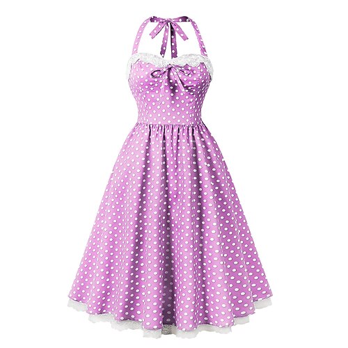Polka Dots Retro Vintage 1950er Grease Outfits Kleid Swing Kleid Polka Dots Festliches Kleid Damen Karneval Maskerade Alltagskleid Erwachsene Kleid Heimkehrkleider Image