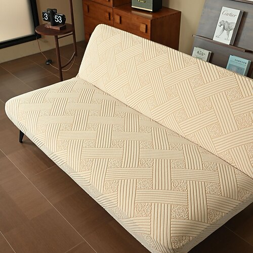 Stretch-Futonbezug ohne Armlehnen, Jacquard-Sofa-Bett-Schonbezüge, waschbarer Futon-Matratzen-Bettbezug, schmutzabweisender Möbelschutz mit elastischer Unterseite Image