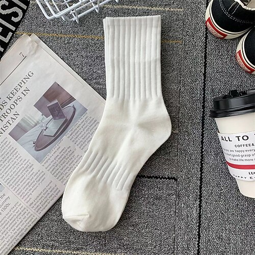 Herren 5 Paare Mehrfachpackungen Socken Laufsocken Freizeitsocken Schwarz Weiß Farbe Einfach Urlaub Sport Outdoor Täglich Basic Mittel Frühling Herbst Mode Lässig Image