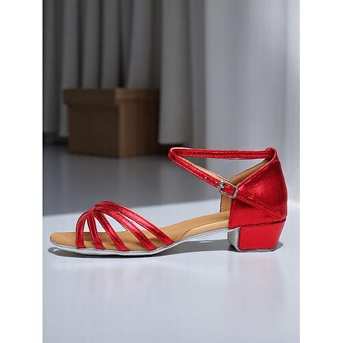 braune Riemchen-Tanzsandalen für Kinder mit kleinem Kitten Heel - bequeme Tanzschuhe für Kindertanzkurse und Auftritte Image
