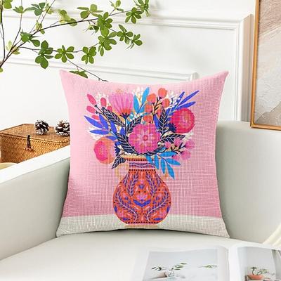 Tulpenvase dekorativer Wurfkissenbezug 1PC weicher quadratischer Couchkissenbezug Kopfkissenbezug für Schlafzimmer Wohnzimmer Sofa Stuhl Image