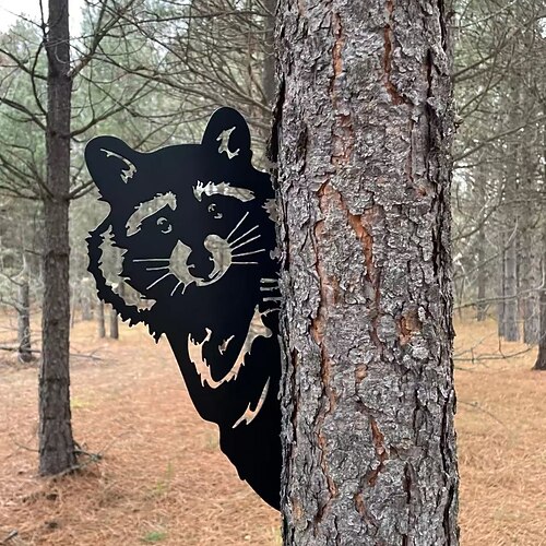Peaking a Boo Flipping Off Bigfoot Tier Metallschild Kunstornament, Tier gucken um Schilder Ecke Baum Garten Zaun Bauernhaus Outdoor Wohndekoration Image