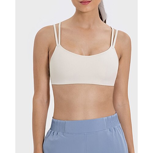 Damen BH-Oberteil Spag BH-Top Bequem Atmungsaktiv Einfach Sport Sportkleidung Weiß Rosa Yoga Fitness Leger