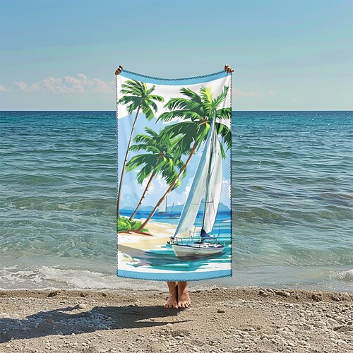 bedrucktes Strandtuch, leichte, schnelltrocknende, sandfreie Stranddecke, ideal für Reisen, Pool und den Einsatz im Freien Image