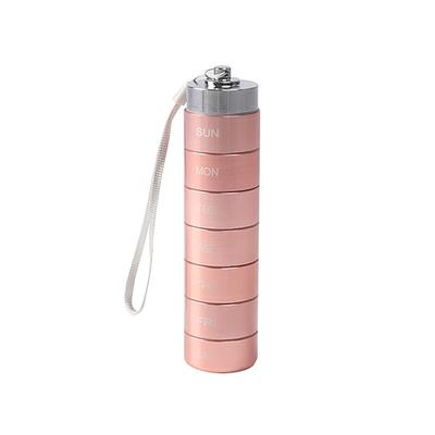 Reise-Pillenbox aus Metall, tragbare wasserdichte Wochen-Pillenbox, großer Pillenbehälter aus Aluminiumlegierung, BPA-freier 7-Tage-Medikamenten-Organizer für Vitamine, Fischöl und Image