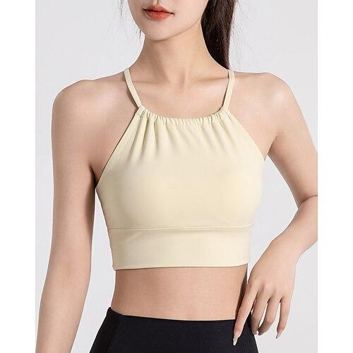 Damen BH-Oberteil Spag Überkreuzter Rücken Atmungsaktiv Einfach Sport Sportkleidung Schwarz Gelb Yoga Fitness Leger