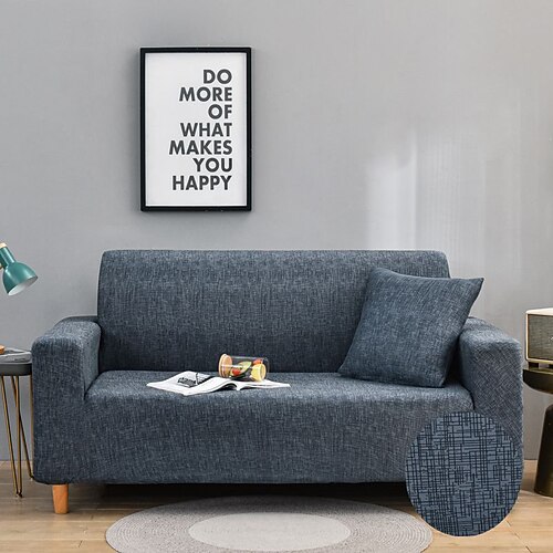 Stretch-Sofabezug, Schonbezug, Jacquard, elastisch, Sofagarnitur, Sessel, Loveseat, 4- oder 3-Sitzer, L-Form, grau, botanische Pflanzen, weich, strapazierfähig, waschbar Image