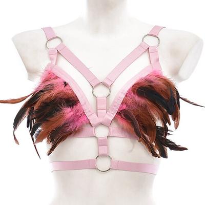 Drag Queen Stolz Regenbogen Feder-Bralette Harness-BH Erwachsene Damen Sexy Kostüm Pride Parade Pride-Monat Halloween Karneval Einfaches Karnevalskostüm Image