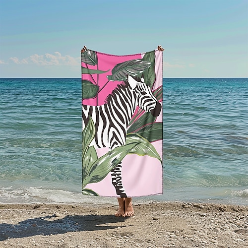 bedrucktes Strandtuch, leichte, schnelltrocknende, sandfreie Stranddecke, ideal für Reisen, Pool und den Einsatz im Freien Image