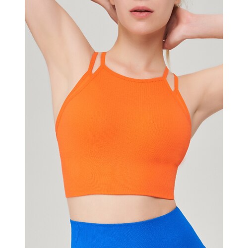 Damen BH-Oberteil Spag Überkreuzter Rücken Bequem Atmungsaktiv Falscher Zweiteiler Einfach Sport Sportkleidung Schwarz Purpur Yoga Fitness