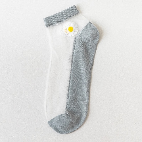 Frauen Gänseblümchen transparente Socken Damen Mädchen Spitze transparente Knöchelsocke dünne Netz Baumwollsocken transparent durchscheinende Tüll Niedrigschnittsocke