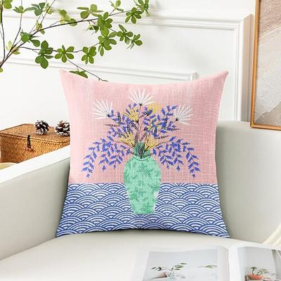 Tulpenvase dekorativer Wurfkissenbezug 1PC weicher quadratischer Couchkissenbezug Kopfkissenbezug für Schlafzimmer Wohnzimmer Sofa Stuhl Image