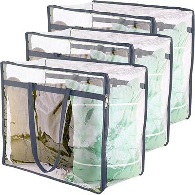 3er-Pack transparente Aufbewahrungsbeutel aus Vinyl mit Reißverschluss, 40 l, robuste Aufbewahrungsbeutel für Pullover, Decken, Bettdecken, Bettwäsche-Sets Image
