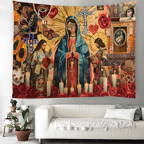 Cinco de Mayo Hängetapete Mexiko Unsere Dame von Guadalupe Volkskunst Große Wandteppich Mural Dekoration Fotografie Hintergrund Decke Vorhang Heim Schlafzimmer Wohnzimmer Dekoration Image
