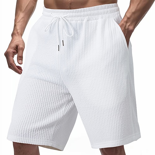 Herren Sweat-Shorts Shorts Bermudashorts Laufshorts Freizeitshorts Kordelzug Elastischer Bund Einfach Komfort Sport Kurz Yoga Täglich Fitnessstudio Athleisure Schwarz Weiß Mikroelastisch Image