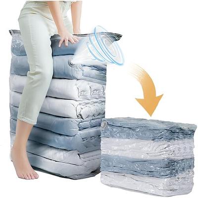 4er-Pack Vakuum-Aufbewahrungsbeutel, Jumbo-Würfel, große Vakuumbeutel für Bettzeug, Bettdecken, Decken, Kleidung, platzsparend im Schrank, transparent Image
