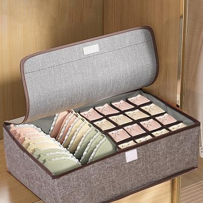 Unterwäsche-Aufbewahrungsbox mit Deckel, faltbarer Schubladen-Organizerkorb mit Fächern für Kleidung, BHs, Höschen, Socken, Krawatten, Schrank- und Garderobenaufbewahrungsbehälter Image