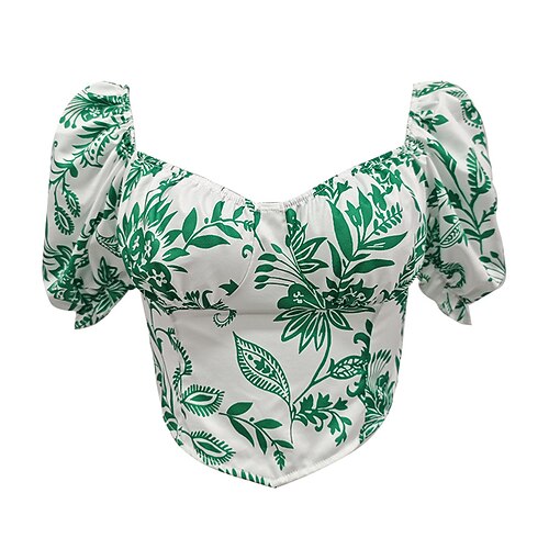 Schmale Passform Bauchfreies Top Bustier Korsett-Top Blumen Kostüm Damen Halloween Karneval Party Abend Erwachsene Oberteil Image