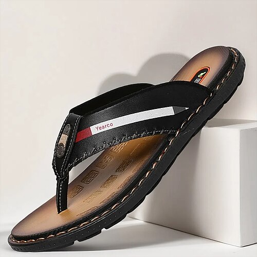 marineblaue Flip-Flop-Sandalen aus Kunstleder für Herren – weich und bequem mit Riemendetails, ideal für lässige Sommertage, zum Entspannen am Strand und am Pool Image