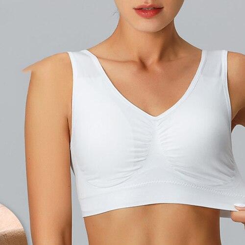 Damen BH-Oberteil U-Ausschnitt BH-Top Rückenfrei Bequem Atmungsaktiv Einfach Sport Sportkleidung Schwarz Weiß Yoga Fitness Leger